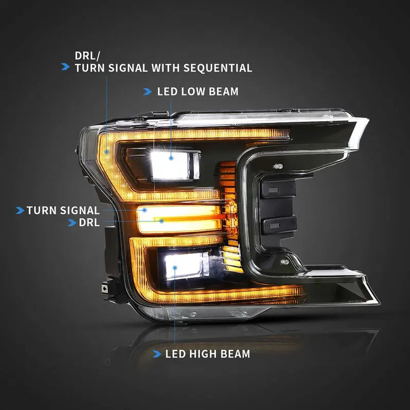 VLAND Full LED Headlights for Ford F150 2018-2020( Not fit 2018-2020 Ford F-150 Raptor)