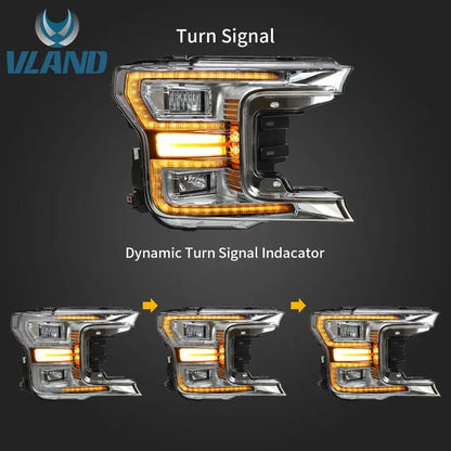 VLAND Full LED Headlights for Ford F150 2018-2020( Not fit 2018-2020 Ford F-150 Raptor)