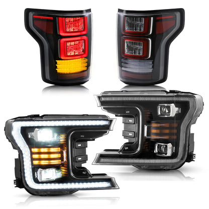 VLAND LED Projector Headlights and Full LED Tail Lights For Ford F150 2018-2020(Do not fit 2017-2020 Ford F-150 Raptor)