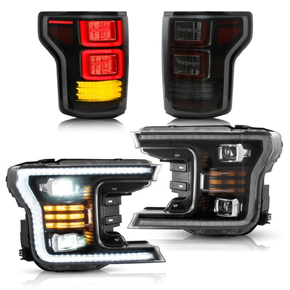 VLAND LED Projector Headlights and Full LED Tail Lights For Ford F150 2018-2020(Do not fit 2017-2020 Ford F-150 Raptor)