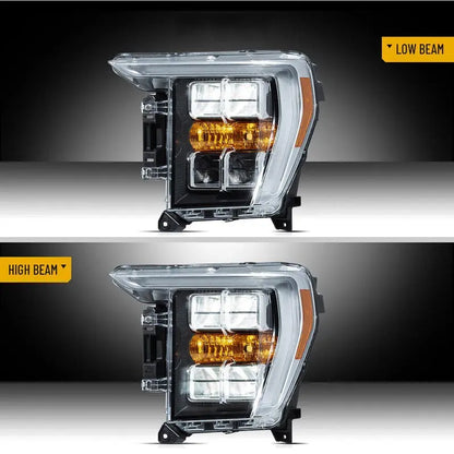 VLAND LED Headlights For Ford F150 2021-2023 Reflector Dual Beam Lens Amber Mark