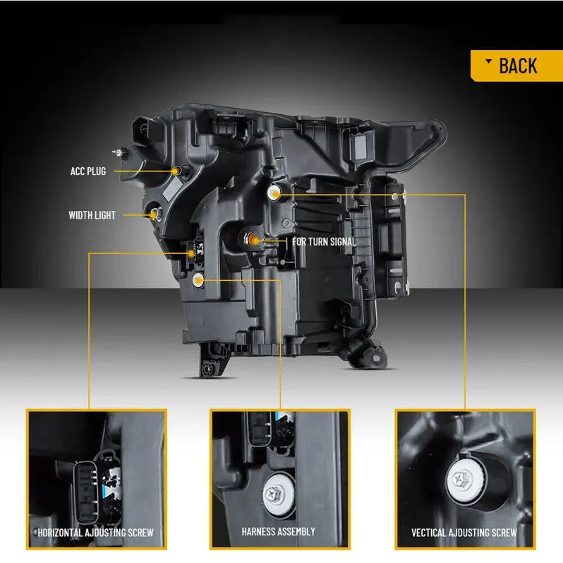 VLAND LED Headlights For Ford F150 2021-2023 Reflector Dual Beam Lens Amber Mark