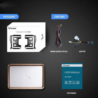 VLAND LED Headlights For Ford F250 Super Duty 2017–2019 Pickup Truck 4th Gen