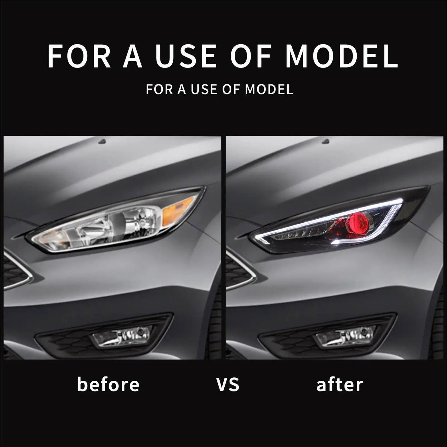 VLAND LED Headlights With Demon Eyes And D2S LED Bulbs For Ford Focus 2015-2018