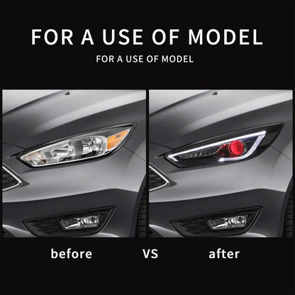 VLAND LED Headlights With Demon Eyes And D2S LED Bulbs For Ford Focus 2015-2018