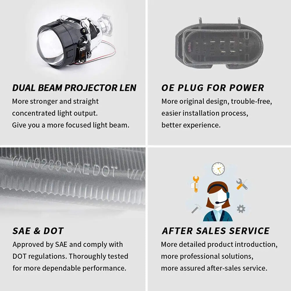 VLAND LED Headlights With Demon Eyes And D2S LED Bulbs For Ford Focus 2015-2018