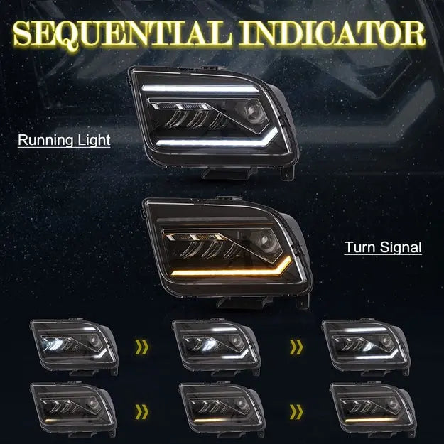 VLAND Full LED Headlights For Ford Mustang 2005-2009 With Start Up Animation