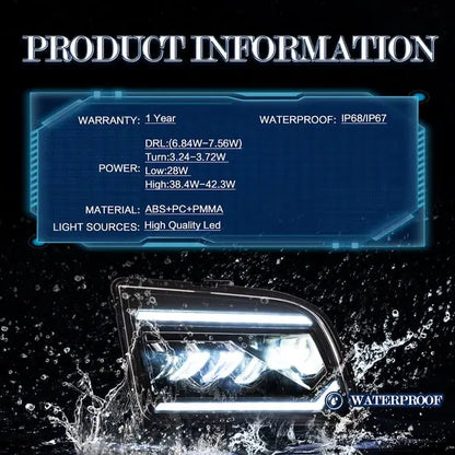 VLAND Full LED Headlights For Ford Mustang 2005-2009 With Start Up Animation