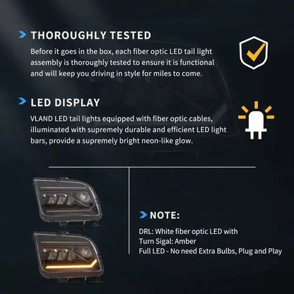 VLAND Full LED Headlights For Ford Mustang 2005-2009 With Start Up Animation