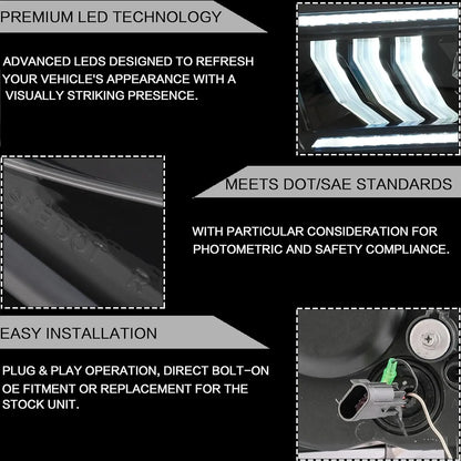 VLAND Projector Headlights Assembly Compatible with Ford Mustang 2005-2009 With Start Up Animation (not for Shelby GT500/ GT500KR)