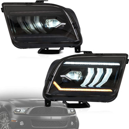 VLAND Projector Headlights Assembly Compatible with Ford Mustang 2005-2009 With Start Up Animation (not for Shelby GT500/ GT500KR)