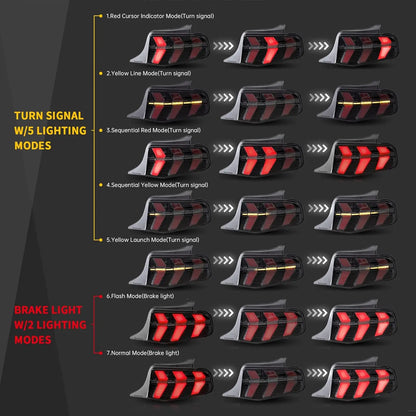 VLAND LED Taillights Fit For Ford Mustang 2010-2012 With 7 switchable animation modes
