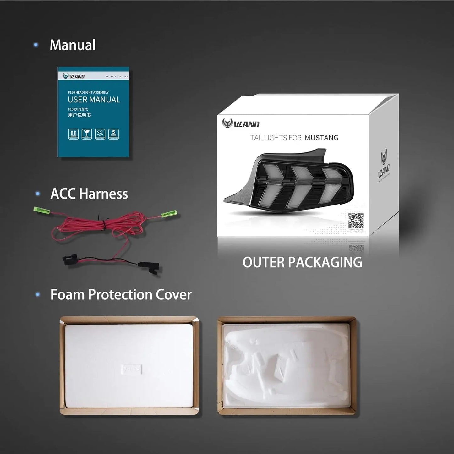 VLAND LED Taillights For 2010-2012 Ford Mustang