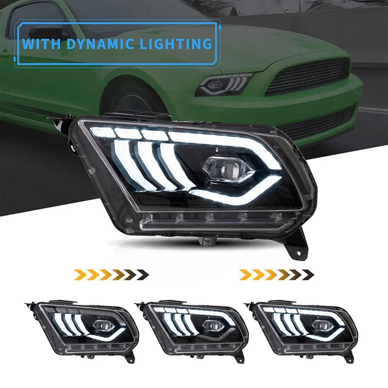 VLAND LED Headlights For Ford Mustang 2010-2014 With Sequential Turn Signals