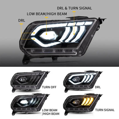 VLAND LED Headlights For Ford Mustang 2010-2014 With Sequential Turn Signals