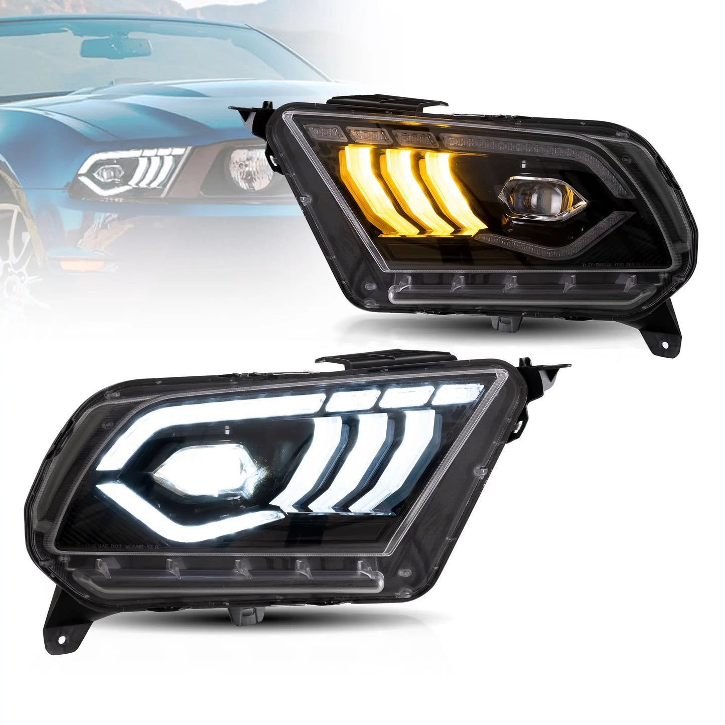 VLAND LED Headlights For Ford Mustang 2010-2014 With Sequential Turn Signals