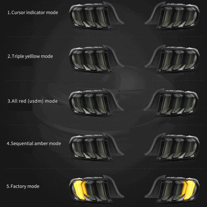 VLAND Full LED Taillights Assembly Compatible For Ford Mustang 2015-2023 With Five Modes Sequential Turn Signal Light