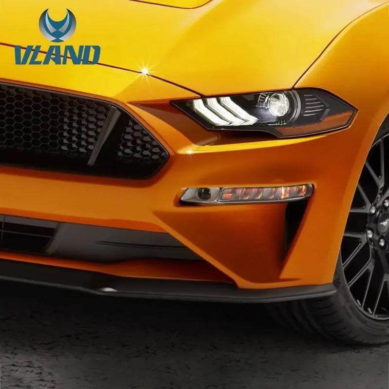 VLAND LED Dual Beam Headlights For Ford Mustang 2018-2023 6th Gen Without Turn Signals