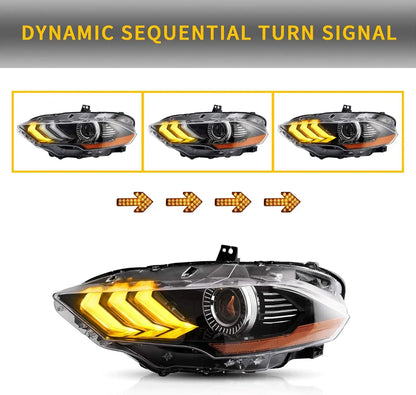 VLAND RGB LED Headlights For Ford Mustang 2018-2023 6th Gen Refresh