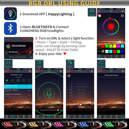 VLAND RGB LED Headlights For Ford Mustang 2018-2023 6th Gen Refresh