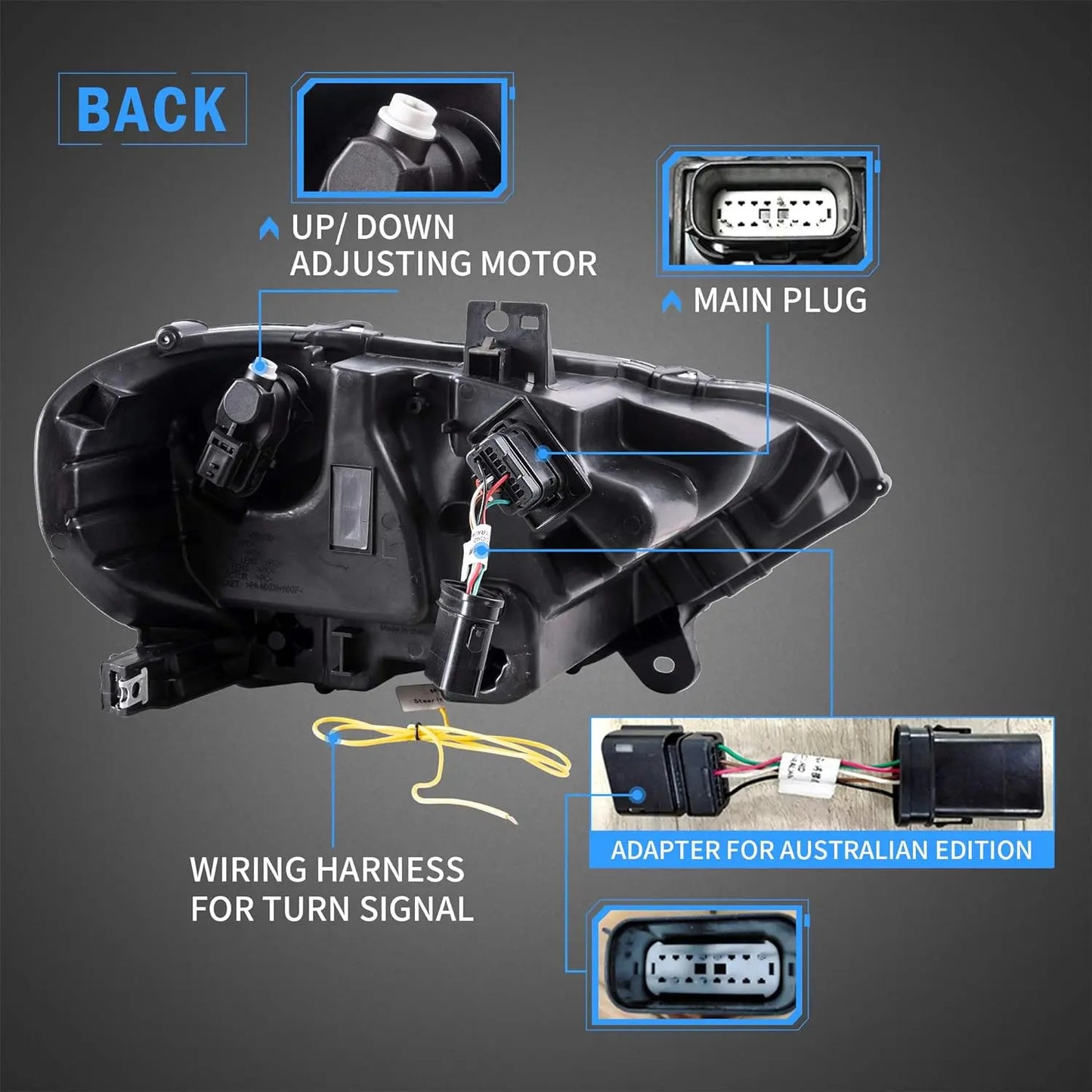 VLAND RGB LED Headlights For Ford Mustang 2018-2023 6th Gen Refresh