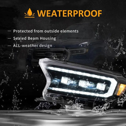 VLAND LED Projector Headlights For 2015-2021 Ford Ranger Start UP Animation DRL(For International Version)