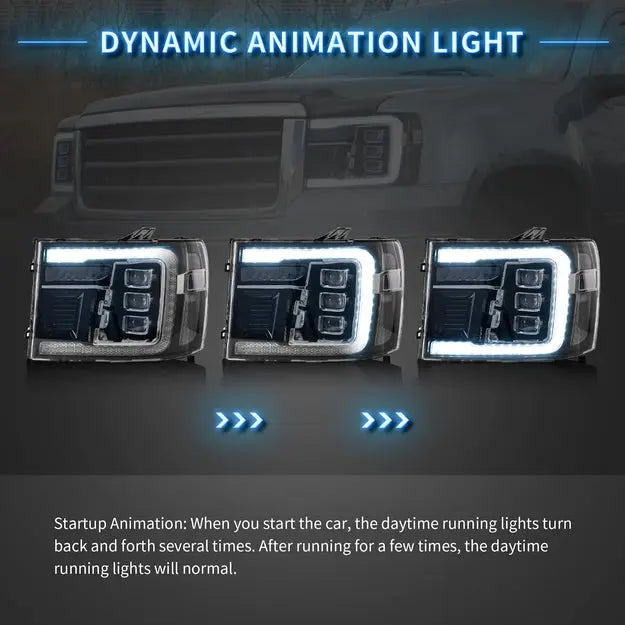 VLAND LED Projector Headlights For 2007-2013 GMC Sierra 1500 2500HD 3500HD With Dynamic DRL