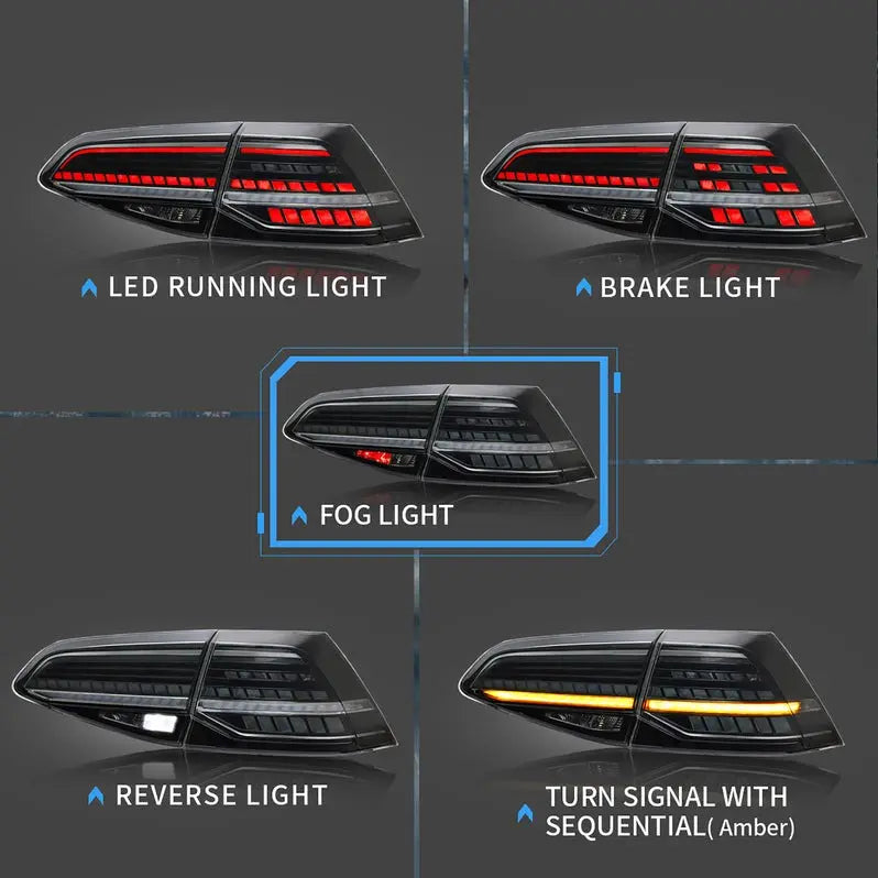 VLAND LED Taillights For 2015-2021 Golf 7 MK7 MK7.5 Hatchback NOT FIT SPORTWAGEN(Europe is 2013-2019)
