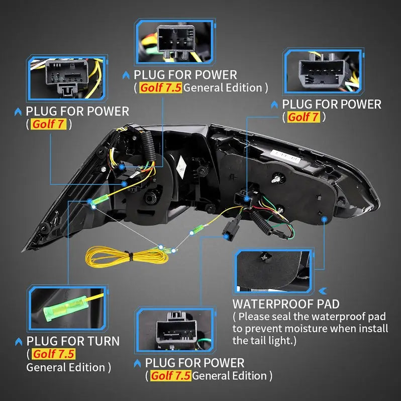 VLAND LED Taillights For 2015-2021 Golf 7 MK7 MK7.5 Hatchback NOT FIT SPORTWAGEN(Europe is 2013-2019)