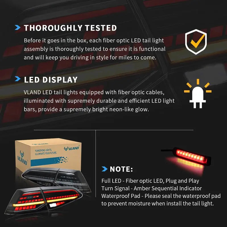 VLAND LED Taillights For 2015-2021 Golf 7 MK7 MK7.5 Hatchback NOT FIT SPORTWAGEN(Europe is 2013-2019)