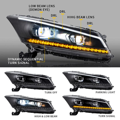 VLAND Dual Beam Headlights Without Demon Eyes Fit For Honda Accord 2008-2012