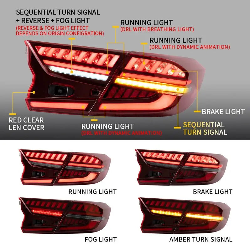 VLAND LED Tail Lights For Honda Accord 10th 2018-2022