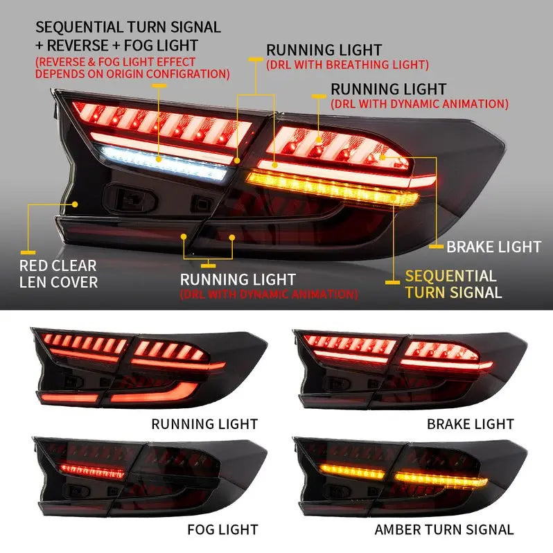 VLAND LED Tail Lights For Honda Accord 10th 2018-2022