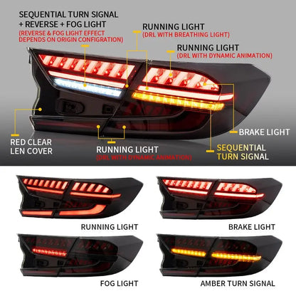 VLAND LED Tail Lights For Honda Accord 10th 2018-2022
