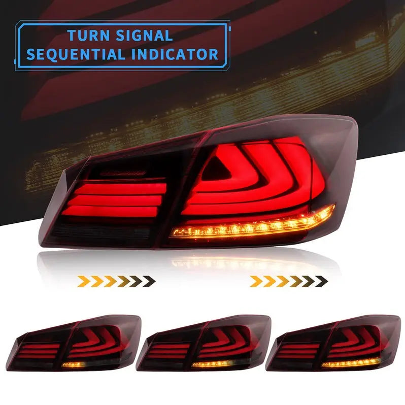 VLAND Full LED Sequential Tail Lights For Honda Accord 2013-2015 ABS PMMA GLASS Material