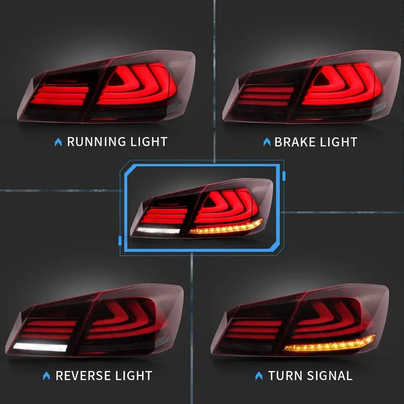 VLAND Full LED Sequential Tail Lights For Honda Accord 2013-2015 ABS PMMA GLASS Material