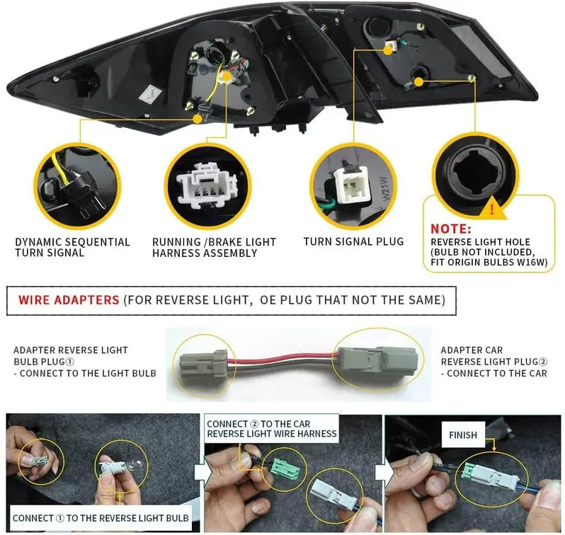 VLAND Full LED Sequential Tail Lights For Honda Accord 2013-2015 ABS PMMA GLASS Material