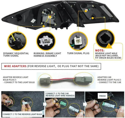 VLAND Full LED Sequential Tail Lights For Honda Accord 2013-2015 ABS PMMA GLASS Material