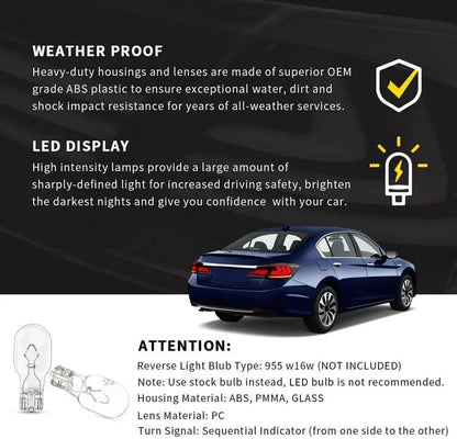 VLAND Full LED Sequential Tail Lights For Honda Accord 2013-2015 ABS PMMA GLASS Material