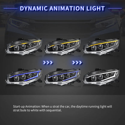 2016-2021 Honda Civic Sedan Hatchback Coupe LED Front Headlights