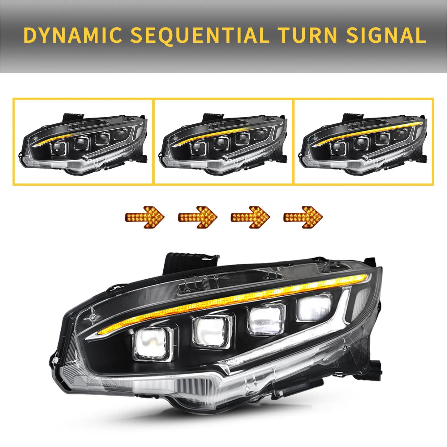 2016-2021 Honda Civic Sedan Hatchback Coupe LED Front Headlights