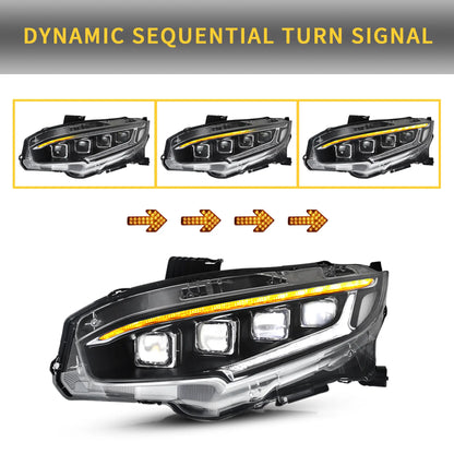 2016-2021 Honda Civic Sedan Hatchback Coupe LED Front Headlights