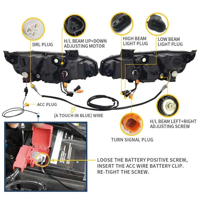 VLAND Full LED Headlights Compatible for Honda Civic 10TH Gen Honda Civic Sedan / Coupe / Hatchback / Type R 2016-2021