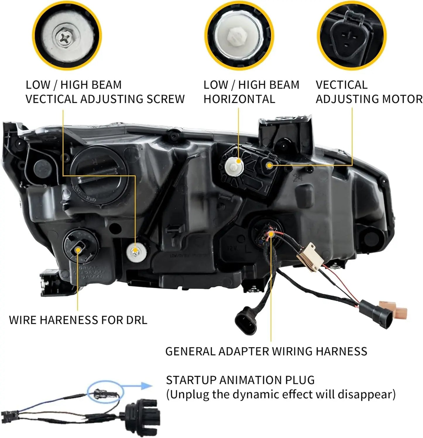 VLAND LED Headlights Assembly Compatible for 10TH Gen Honda Civic Sedan/Coupe/Hatchback/Type R 2016-2021 With Sequential Turn Signal