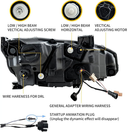 VLAND LED Headlights Assembly Compatible for 10TH Gen Honda Civic Sedan/Coupe/Hatchback/Type R 2016-2021 With Sequential Turn Signal