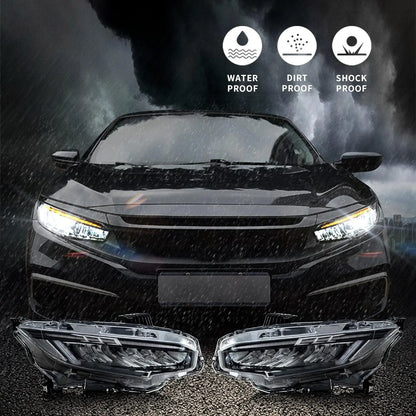 VLAND LED Headlights Assembly Compatible for 10TH Gen Honda Civic Sedan/Coupe/Hatchback/Type R 2016-2021 With Sequential Turn Signal