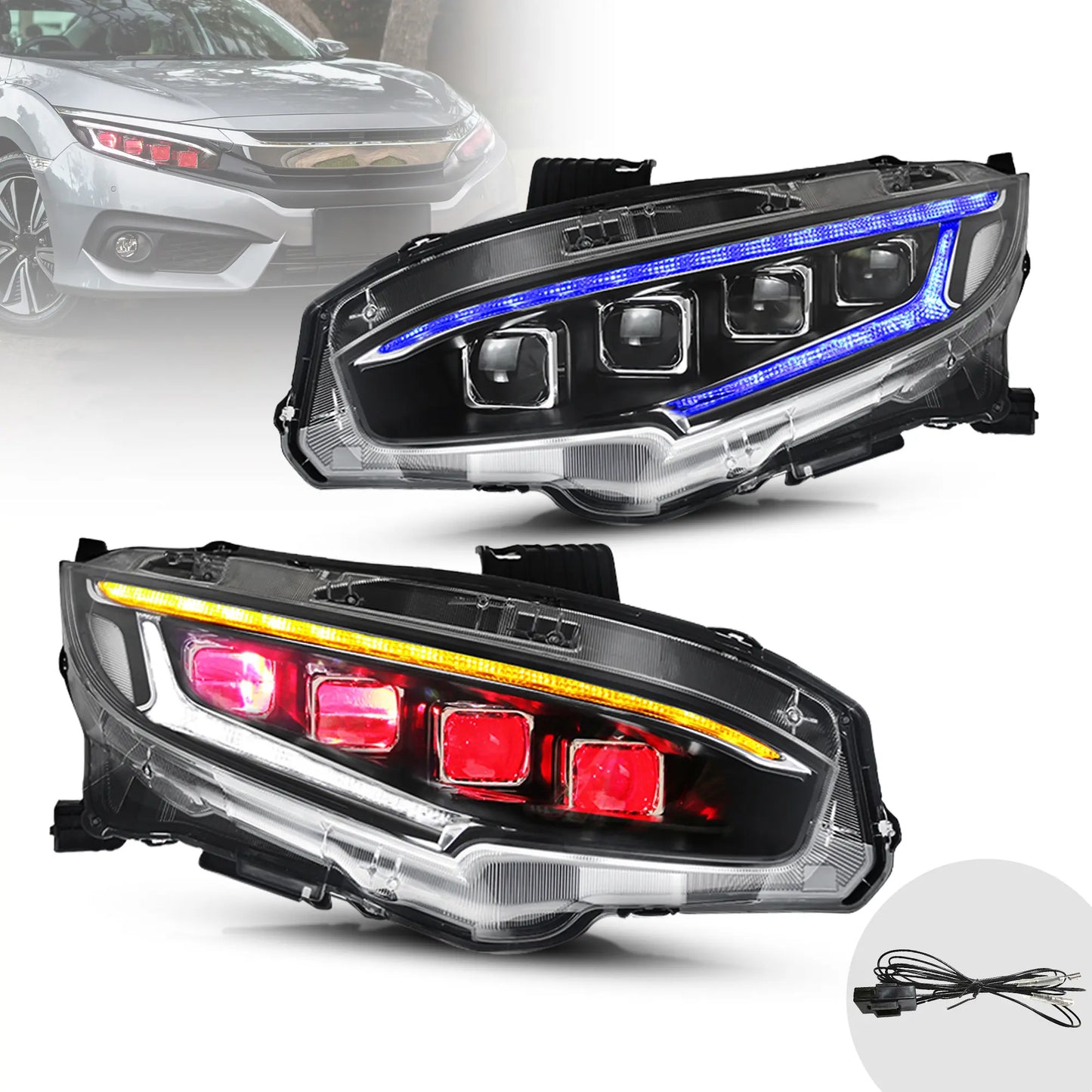 2016-2021 Honda Civic Sedan Hatchback Coupe LED Front Headlights