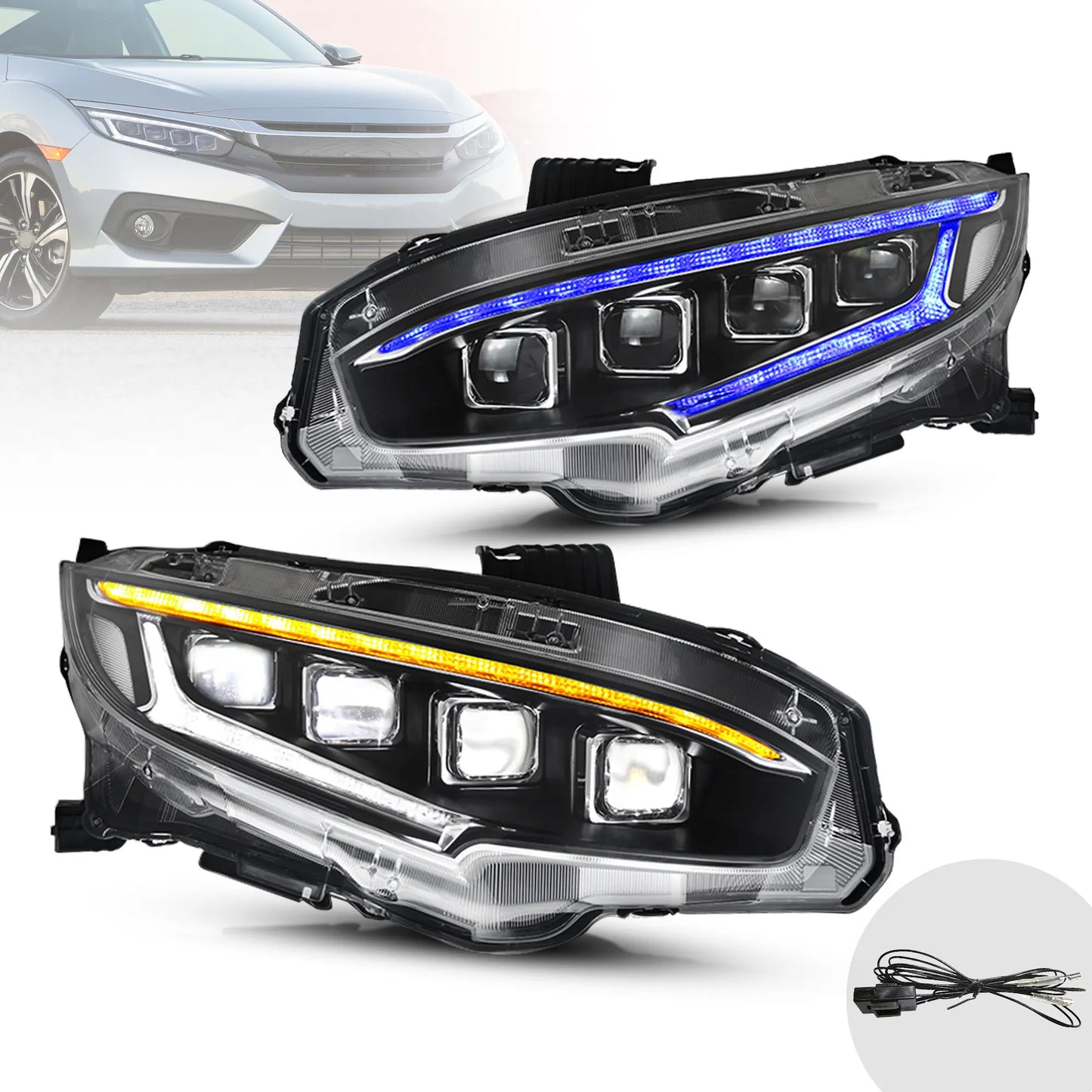 2016-2021 Honda Civic Sedan Hatchback Coupe LED Front Headlights