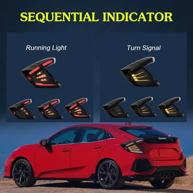 VLAND LED Taillights For Honda Civic Hatchback LX Sport EX 2016-2021 (5 Door, 10th generation)
