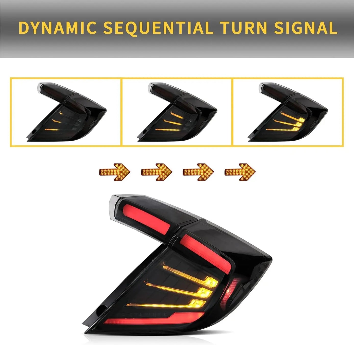 VLAND LED Taillights For Honda Civic Hatchback LX Sport EX 2016-2021 (5 Door, 10th generation)